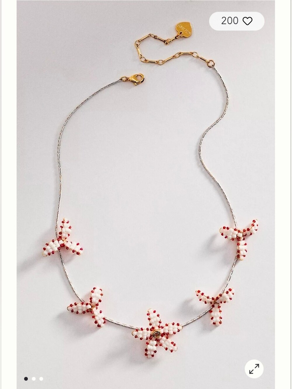 NWOT! Nakamol × Anthropologie, Beaded Floral Charm Necklace, MSRP $68